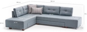 Sofá-Cama de Canto Manama – Azul Claro – 280x85x206 cm