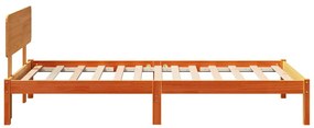 Cama com cabeceira castanha 100 x 200 cm em madeira de pinho maciça