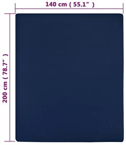 Lençol ajustável 140x200 cm algodão jersey azul marinho