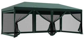 Outsunny Tenda de Jardim 6x3 m Tenda de Exterior com 6 Mosquiteiras Laterais 2 Postas com Fecho de Correr e Janelas Verde | Aosom Portugal