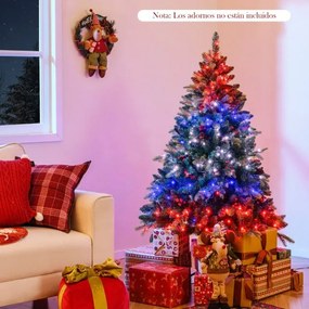 Árvore de Natal artificial pré-iluminada de 150 cm com comando remoto 250 luzes RGB multicoloridas controladas por APP 584 pontas de ramos Verde