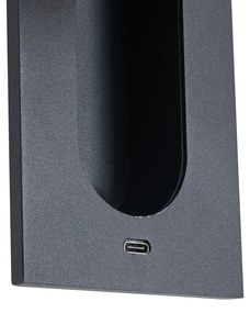 Candeeiro de parede moderno preto com LED e porta USB-C - Hilton