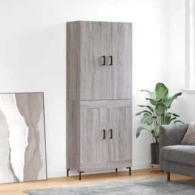 vidaXL Armário alto 69,5x34x180 cm derivados de madeira sonoma cinza