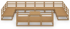 14 pcs conjunto lounge de jardim pinho maciço