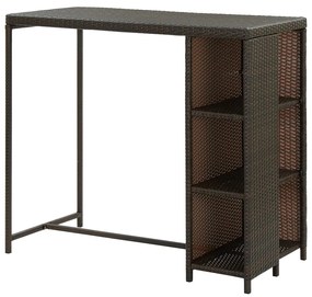 Mesa de bar com prateleiras 120x60x110 cm vime PE castanho