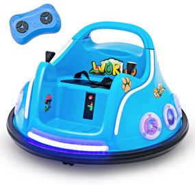 Carrinho de choques para crianças 12V com rotação de 360°, Luzes, controlo remoto, Música  73 x 73 x 43cm Azul