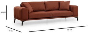 Sofá de 3 Lugares Kenzo – Vermelho Telha – 235x90x80 cm
