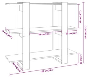 Estante/divisória 100x30x87 cm cor sonoma cinza