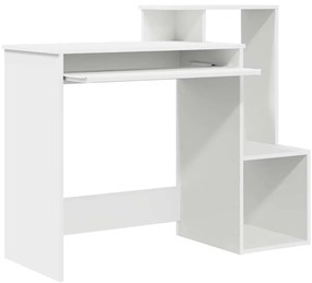 Mesa de Computador Branca Branca Aglomerado Padrão Armazenamento