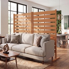 Conjunto de 2 Painéis de Privacidade para Jardim, 93 x 63,5 x 154,5 cm, Resistentes à Água e ao Sol, Castanho