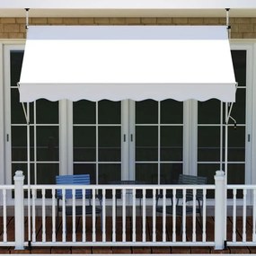 Toldo retrátil manual 2,5 m x 180 cm Sombra exterior ajustável sem perfuração com manivela para pátio, varanda, jardim Branco