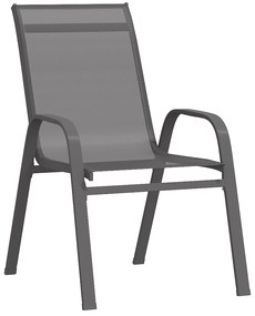 Conjunto de Jantar para Jardim vidaXL de 7 Peças Cinza Textilene e Aço