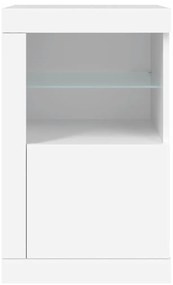 Móveis de apoio c/ luzes LED 2 pcs derivados de madeira branco