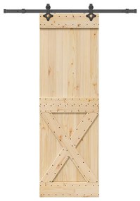 vidaXL Porta de correr com ferragens 70x210 cm madeira de pinho maciça