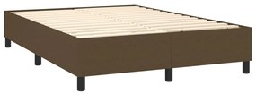 Cama box spring c/ colchão/LED 140x200cm tecido castanho-escuro