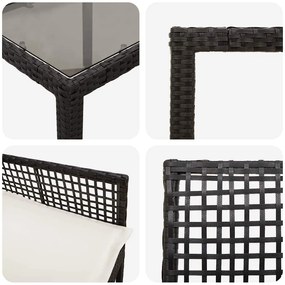 Conjunto de Jantar para Jardim 9 pcs Preto 190 x 90 x 75 cm