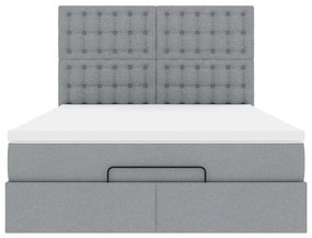 Estrutura cama otomana colchão 140x200cm tecido cinzento claro