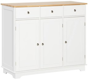 HOMCOM Aparador de Cozinha com 3 Gavetas 3 Portas e Prateleiras Ajustáveis Móvel Auxiliar de Armazenamento 101x40x85 cm Branco | Aosom Portugal