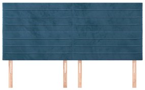 Cabeceira de cama 4 pcs veludo 100x5x78/88 cm azul-escuro