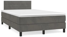 Cama boxspring com colchão 120x190 cm veludo cinzento-escuro