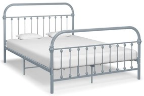 Estrutura de cama metal 140x200 cm cinzento