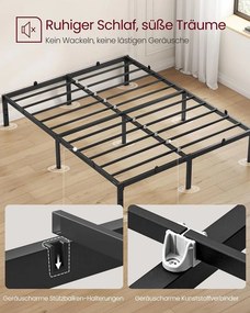 Estrutura de cama de casal em metal 140 x 200 cm moderna preto
