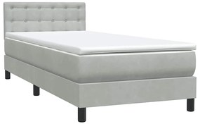 Cama com molas/colchão cinzento-claro 80x210 cm veludo