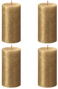 Bolsius Velas rústicas cilíndricas Shimmer 4 pcs 130x68 mm dourado