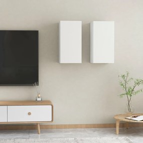 Móveis de TV 2 pcs 30,5x30x60 cm contraplacado branco