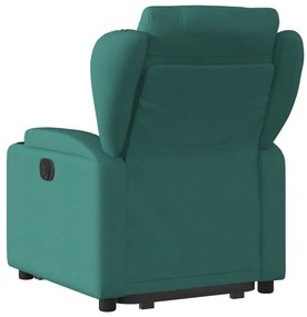 Poltrona reclinável elevatória tecido verde-escuro