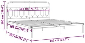 Estrutura de cama com cabeceira 180x200 cm metal branco