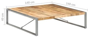 Mesa de centro 140x140x40 cm madeira de mangueira áspera