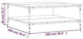 Mesa de centro 100x100x40 cm derivados de madeira preto