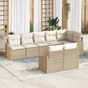 vidaXL Conjunto de Sofá de Jardim de 8 Peças com Almofadas Bege em Rattan Sintético