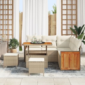 Conjunto de Sofás para Jardim vidaXL com Almofadas Bege em Polirattan Acácia
