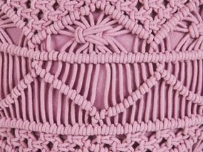 Pufe em algodão macramé rosa 40 x 40 cm KAYSERI Beliani