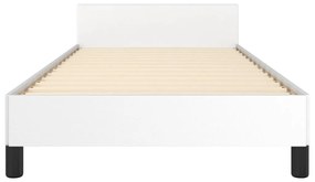 Estrutura de Cama Salu com Cabeceira em Couro Artificial Branco - 100x