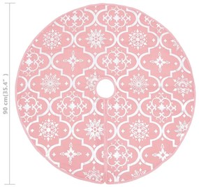 Saia de árvore de Natal luxuosa 90 cm com meia tecido rosa