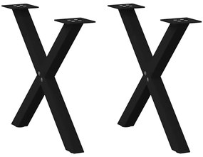 vidaXL Pés para mesa de centro em formato de X, 2 peças, preto, 60x (42-43) cm, aço