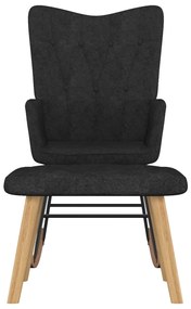 Cadeira de descanso com banco tecido preto