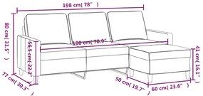 Sofá de 3 lugares com apoio de pés 180 cm veludo cinza-escuro