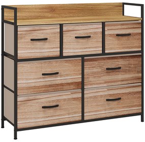 HOMCOM Cómodas Quarto Móvel de Gavetas 7 Gavetas de Tecido Dobrável Estrutura de Aço Preto 98x29x85 cm | Aosom Portugal