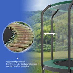 Trampolim de 305 cm de jardim, com rede de segurança Preto-verde escuro