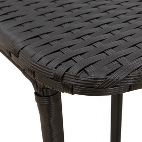 Mesa de jardim dobrável 90x51x75 cm vime PE preto