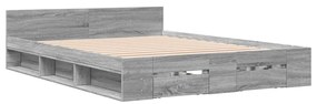 Estrutura de cama c/ gavetas derivados madeira cinza sonoma