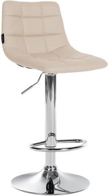 Conjunto de 2 bancos altos Jerry em couro sintético com estrutura cromada 87-108,5 x 43 x 46,5 cm Creme