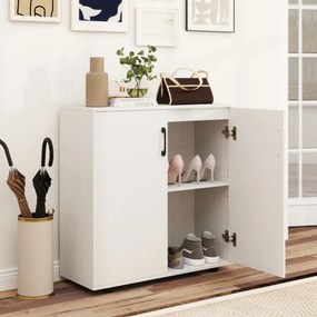 Armário de arrumação moderno de 2 portas com estante ajustável de 5 posições 80 x 31,5 x 82 cm Branco