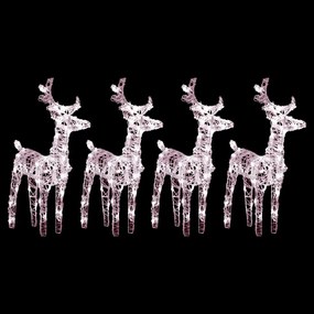 vidaXL Renas de Natal 4 pcs 160 LEDs acrílico branco quente