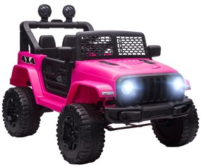 Carro Elétrico Infantil Bateria 12V com 2 Motores Controle Remoto 2.4G Luzes Buzina Velocidade Ajustável 100x65x72 cm Rosa
