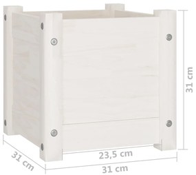 Vasos/floreiras de jardim 2 pcs 31x31x31 cm pinho maciço branco